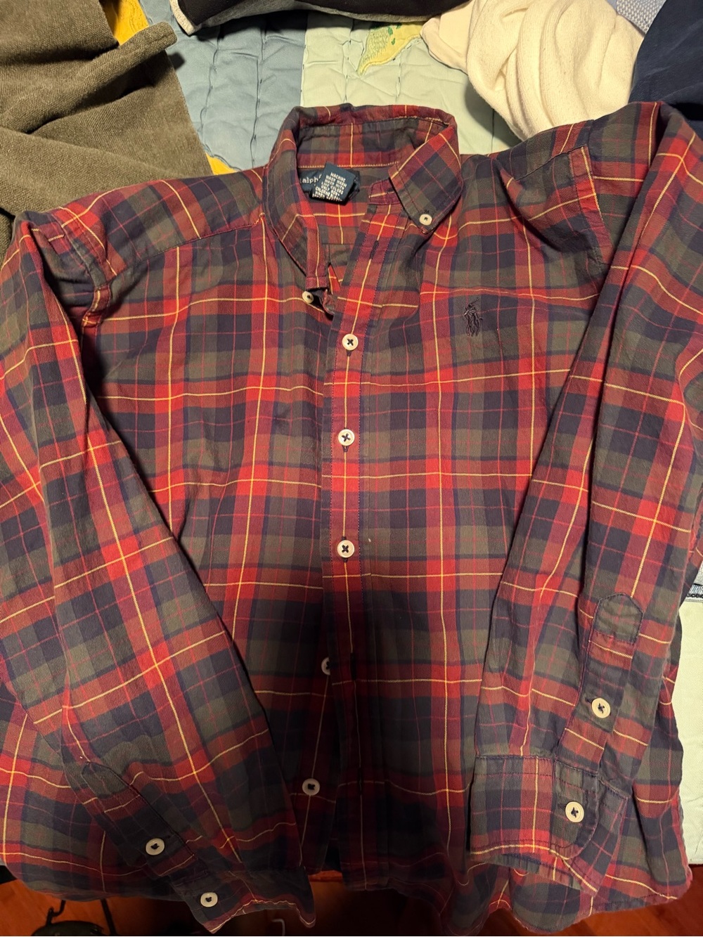 Ralph Lauren Navy and Red Plaid Button-Down Shirt